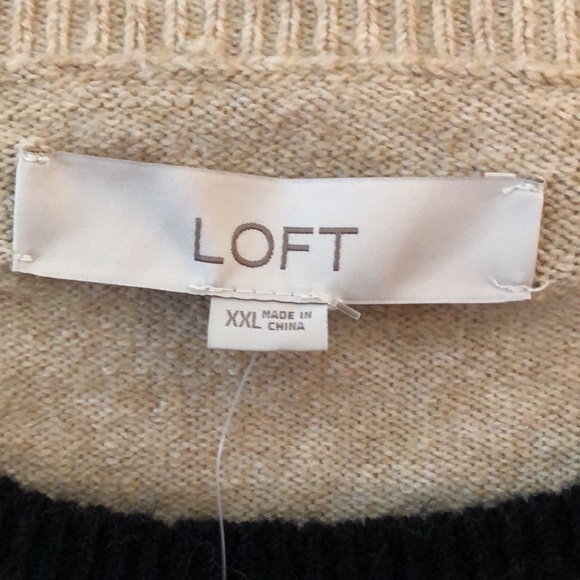 NWT LOFT Bonjour! sweater. Tan with black trim. XXL. - Picture 3 of 7